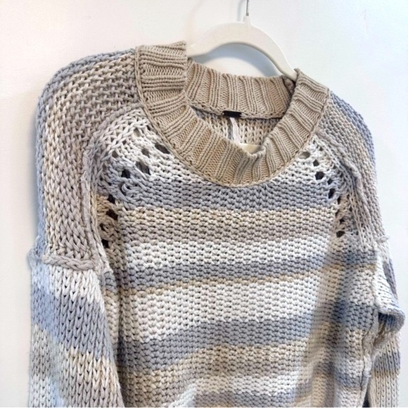 FREE PEOPLE Devon Sweater Gravity Combo Crew Neck S Knit Earthy Neutral - Picture 10 of 14